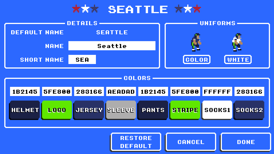 Retro Bowl Update Adds Team Name and Uniform Editing, Difficulty