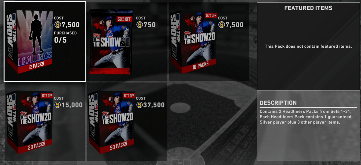 mlb the show 20 packs sale