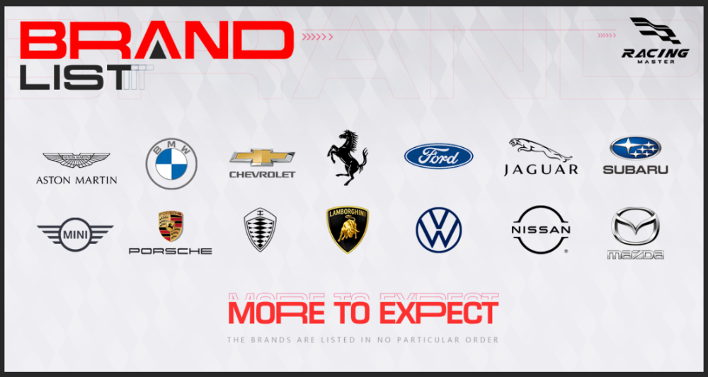 racing master car brands