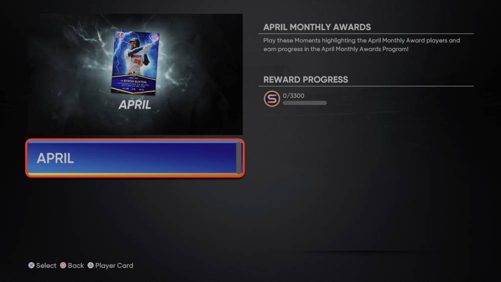 April Monthly Awards Program moments MLB The Show 21