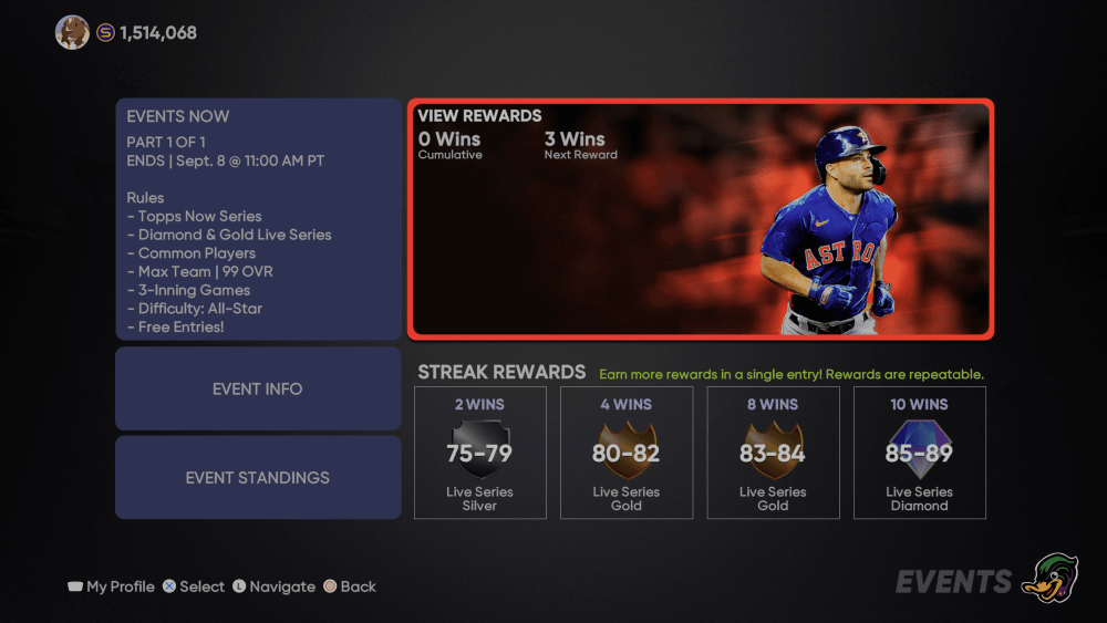 Events Now MLB The Show 21