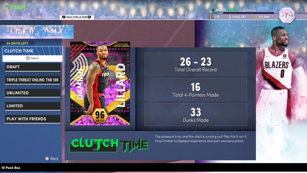 NBA 2K22 clutch time