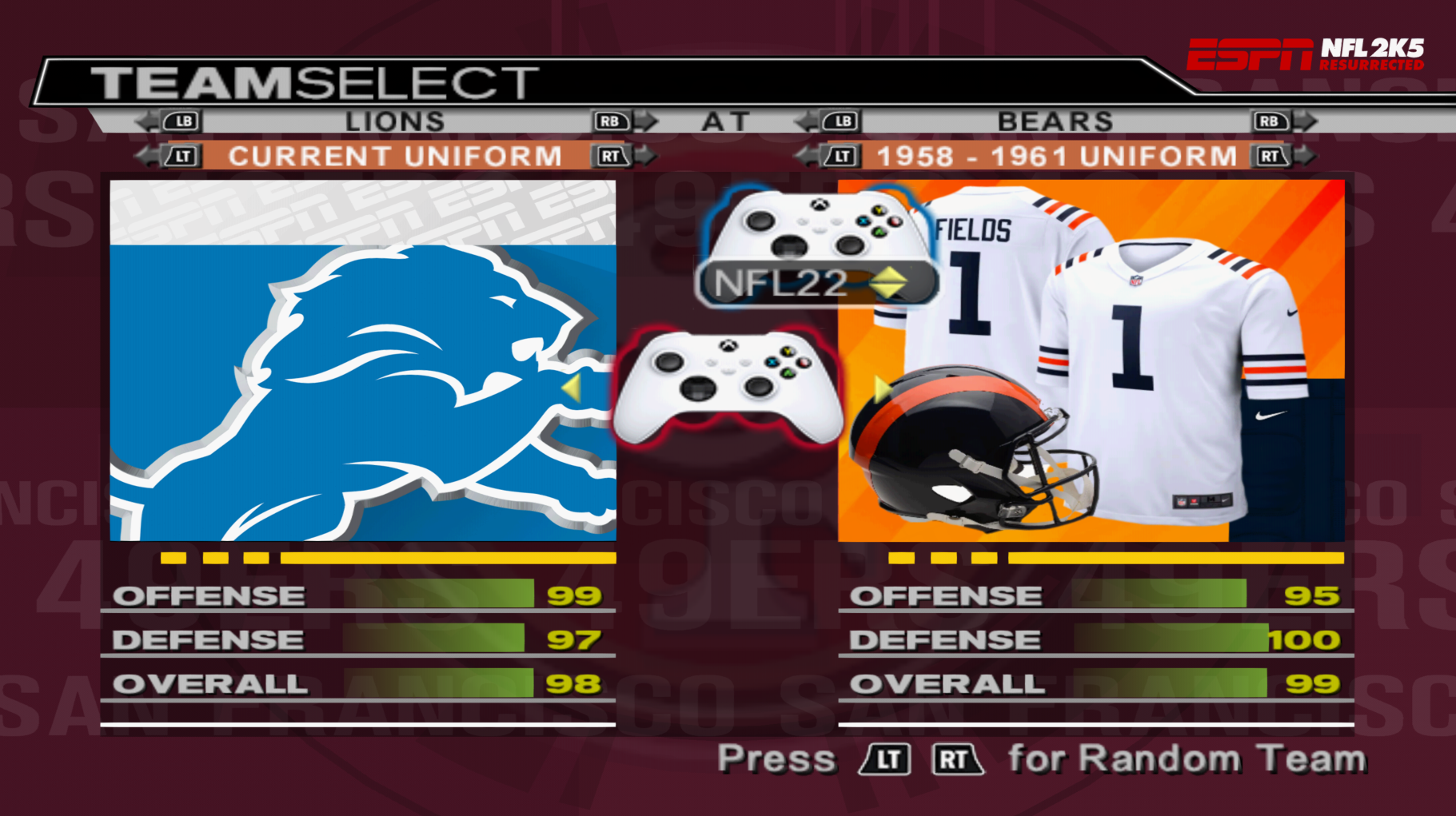 NFL 2k5 team intro uniforms Operation Sports